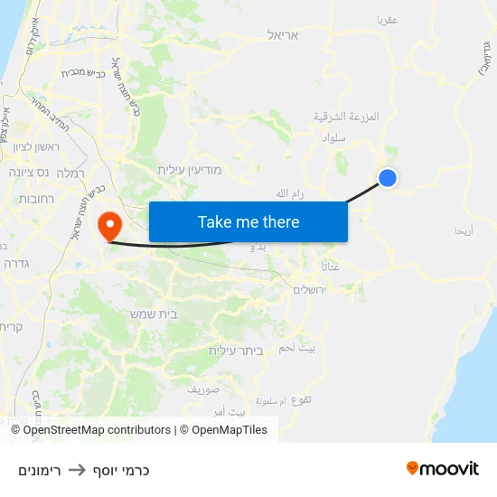 רימונים to כרמי יוסף map