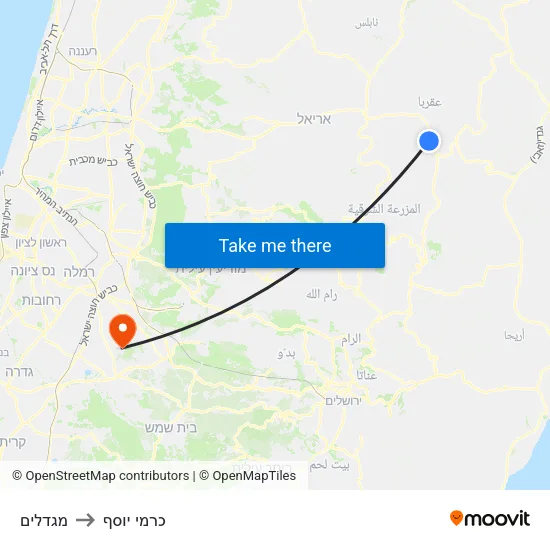 מגדלים to כרמי יוסף map