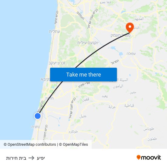 בית חירות to יפיע map