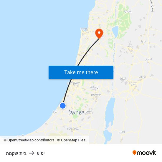 בית שקמה to יפיע map