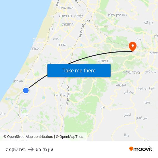 בית שקמה to עין נקובא map