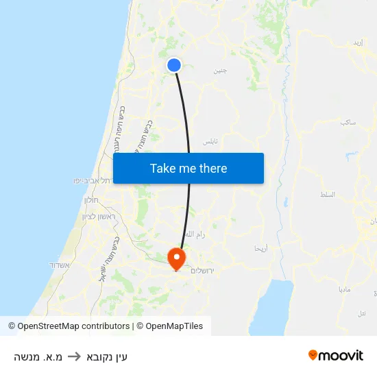 מ.א. מנשה to עין נקובא map