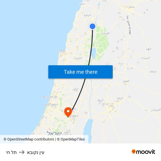 תל חי to עין נקובא map