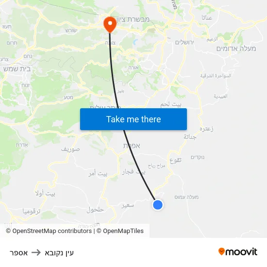 אספר to עין נקובא map