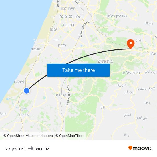בית שקמה to אבו גוש map