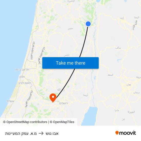 מ.א. עמק המעיינות to אבו גוש map