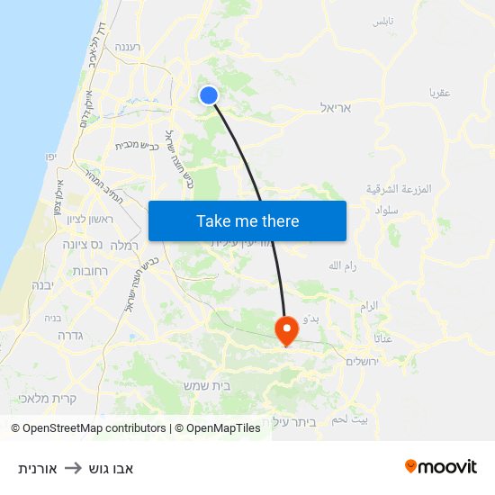 אורנית to אבו גוש map