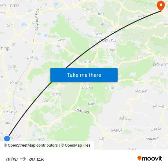 שלווה to אבו גוש map