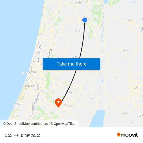 גבע to גבעת יערים map