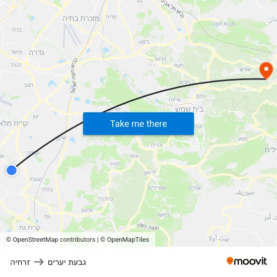 זרחיה to גבעת יערים map