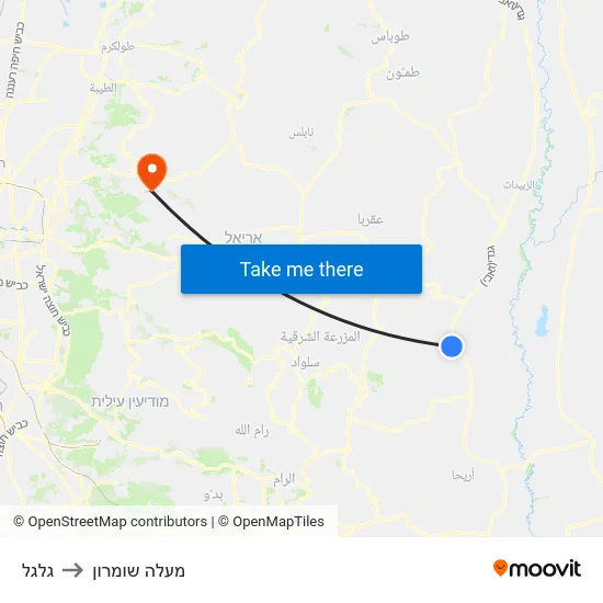 גלגל to מעלה שומרון map
