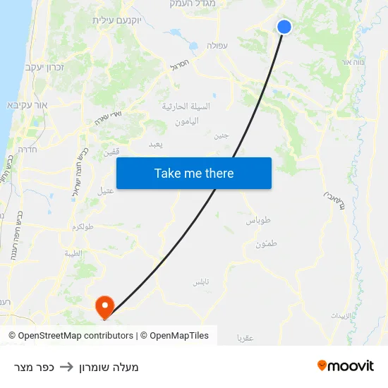 כפר מצר to מעלה שומרון map
