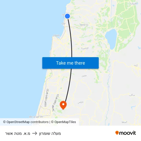 מ.א. מטה אשר to מעלה שומרון map