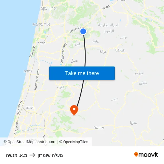 מ.א. מנשה to מעלה שומרון map