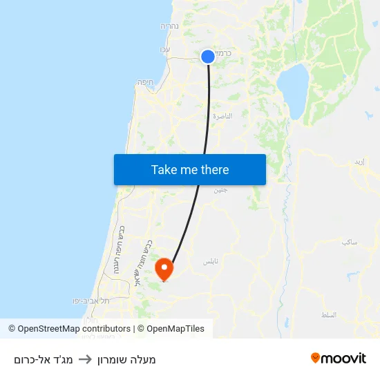 מג'ד אל-כרום to מעלה שומרון map