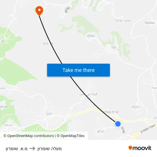 מ.א. שומרון to מעלה שומרון map