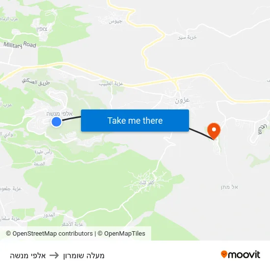 אלפי מנשה to מעלה שומרון map