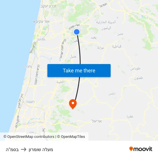 בסמ"ה to מעלה שומרון map