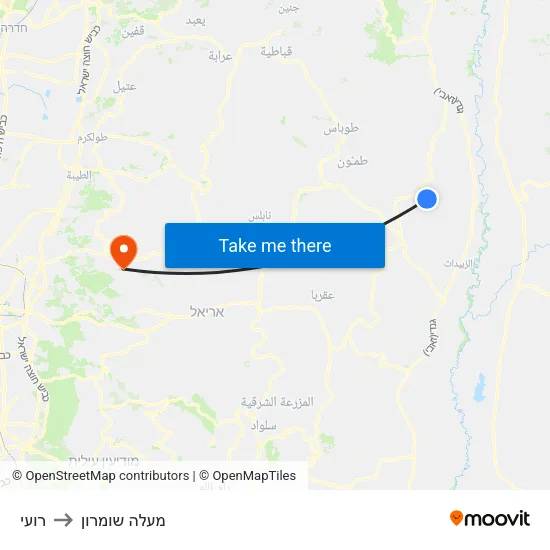 רועי to מעלה שומרון map