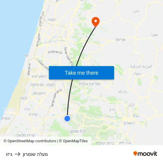 גיזו to מעלה שומרון map