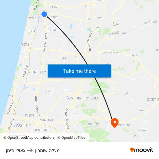 גאולי תימן to מעלה שומרון map