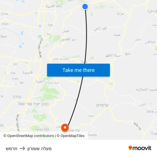 חרמש to מעלה שומרון map