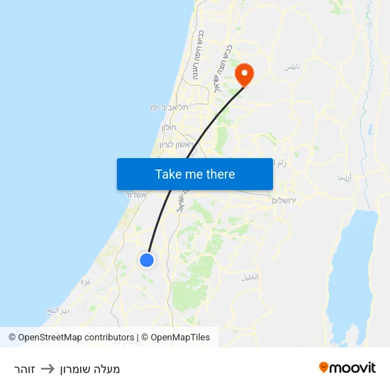 זוהר to מעלה שומרון map