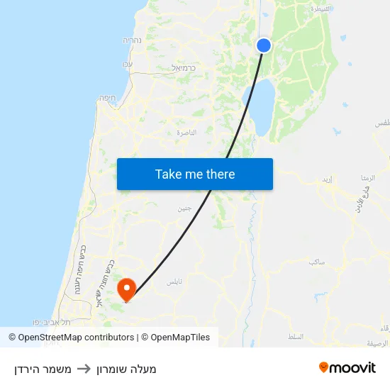 משמר הירדן to מעלה שומרון map
