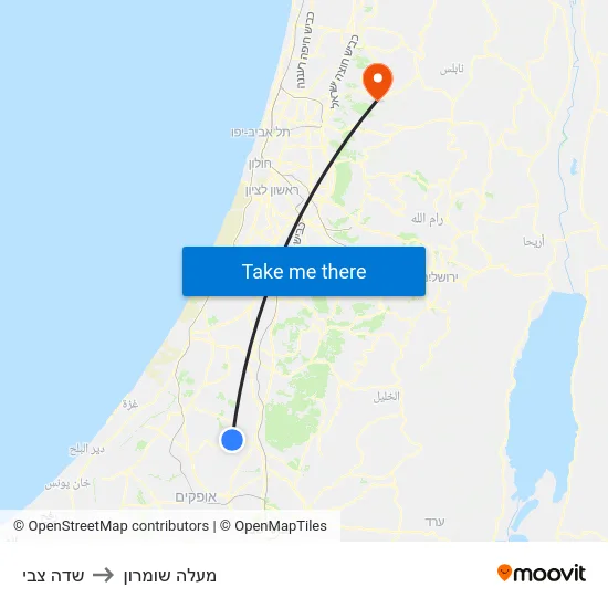 שדה צבי to מעלה שומרון map