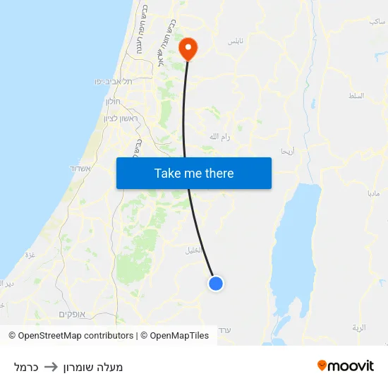 כרמל to מעלה שומרון map