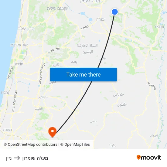 ניין to מעלה שומרון map