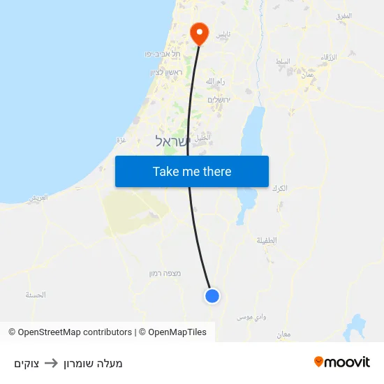 צוקים to מעלה שומרון map
