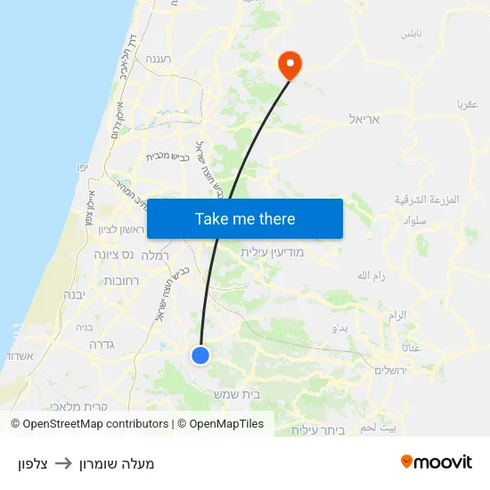 צלפון to מעלה שומרון map