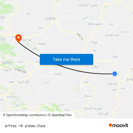מגדלים to מעלה שומרון map