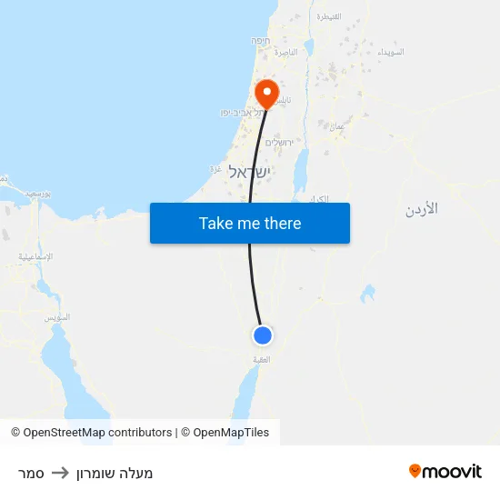 סמר to מעלה שומרון map