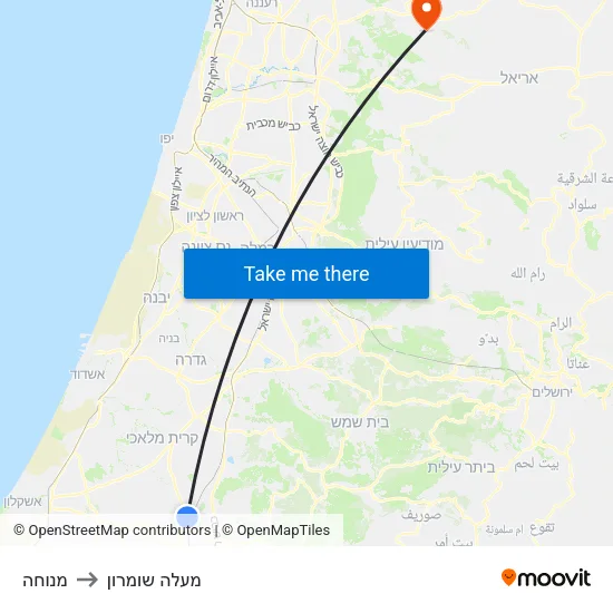 מנוחה to מעלה שומרון map