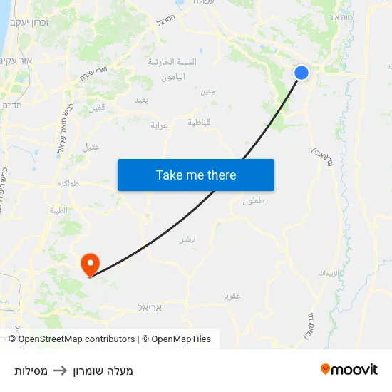 מסילות to מעלה שומרון map