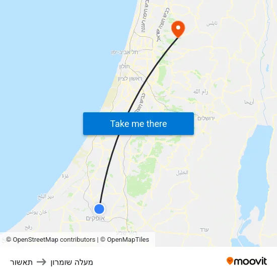 תאשור to מעלה שומרון map