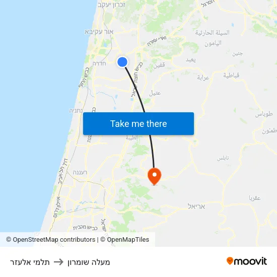 תלמי אלעזר to מעלה שומרון map