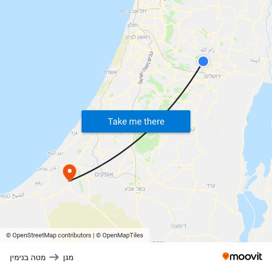 מטה בנימין to מגן map