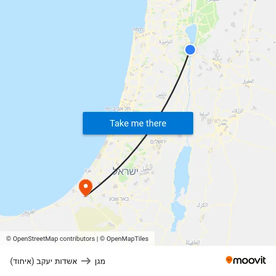 אשדות יעקב (איחוד) to מגן map