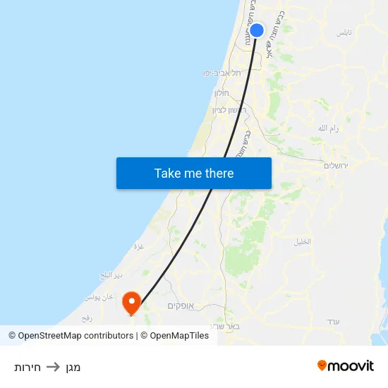 חירות to מגן map
