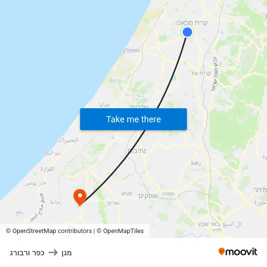 כפר ורבורג to מגן map