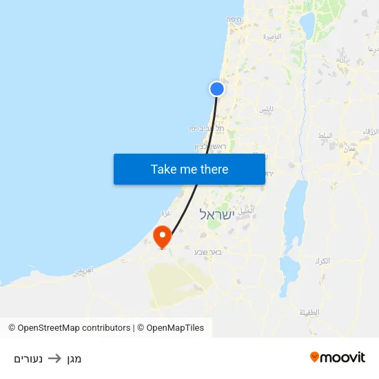 נעורים to מגן map