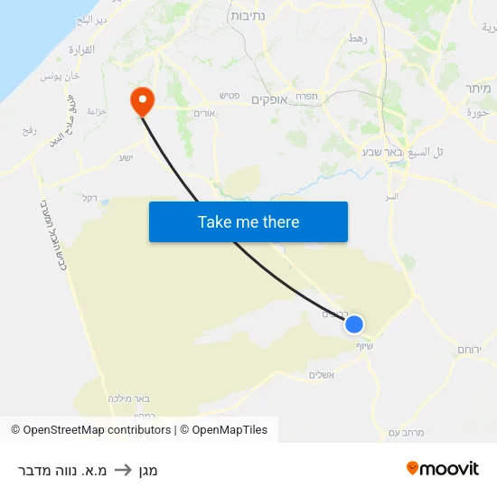 מ.א. נווה מדבר to מגן map