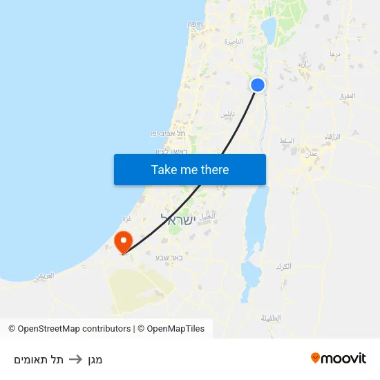 תל תאומים to מגן map