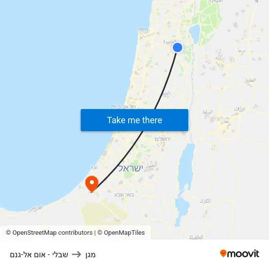שבלי - אום אל-גנם to מגן map