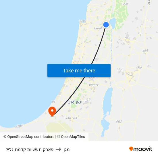 פארק תעשיות קדמת גליל to מגן map