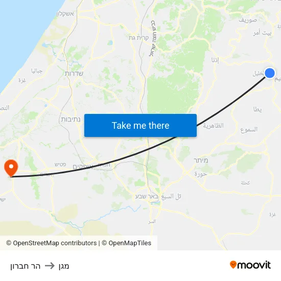 הר חברון to מגן map