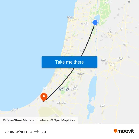 בית חולים פוריה to מגן map